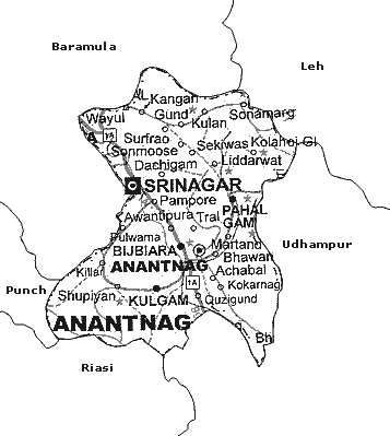 Map of Anantnag 
