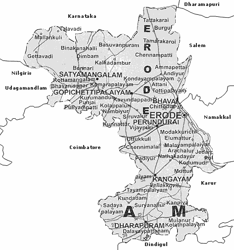 Map of Erode