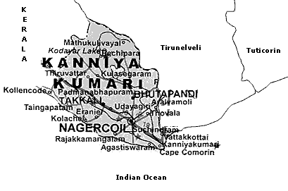 Map of Kanniya Kumari