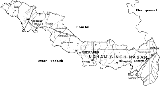 Map of Udham Singh Nagar